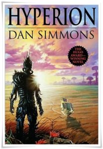 Book cover: “Hyperion” by Dan Simmons (Doubleday, 1989); audiobook read by Allyson Johnson & Marc Vietor (Audible Frontiers, 2008)